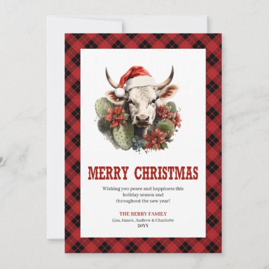 Modern Western Checkered Xmas Greeting Card シーズンカード (正面)