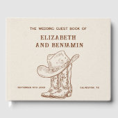 Modern Western Cowboy Boots and Hat Barn Wedding ゲストブック (正面)