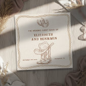 Modern Western Horseshoe Initials Cowboy Wedding ゲストブック