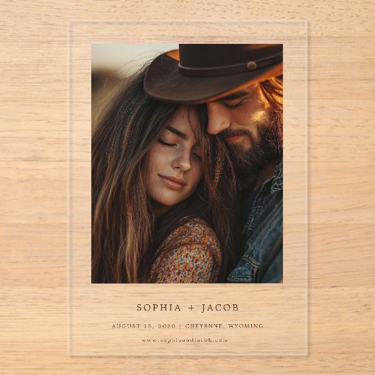 Modern Western Photo Boots Save the Date アクリル招待状 (正面)