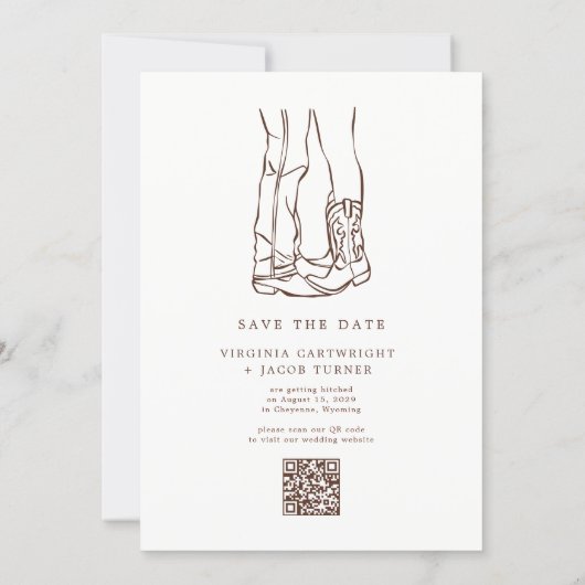 Modern Western Photo Boots Save the Date 招待状 (裏面)