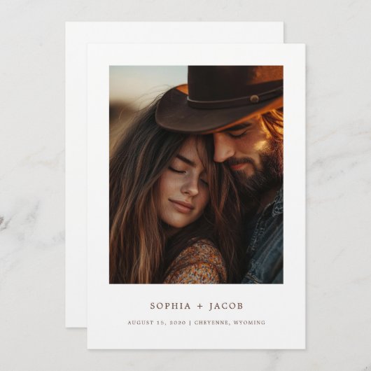 Modern Western Photo Boots Save the Date  招待状 (正面/裏面)