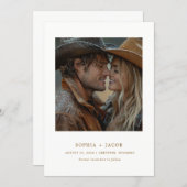 Modern Western Photo Cowboy Cowgirl Save the Date 招待状 (正面/裏面)