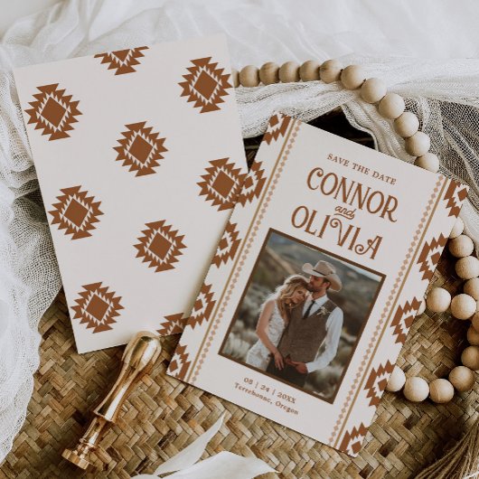 Modern Western Photo Save the Date Card 招待状