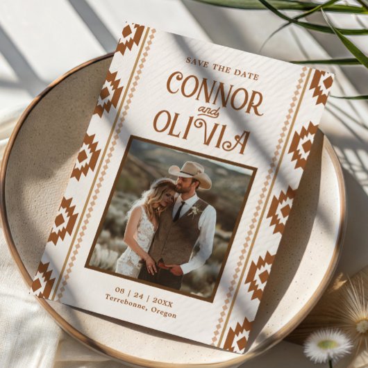 Modern Western Photo Save the Date Card 招待状