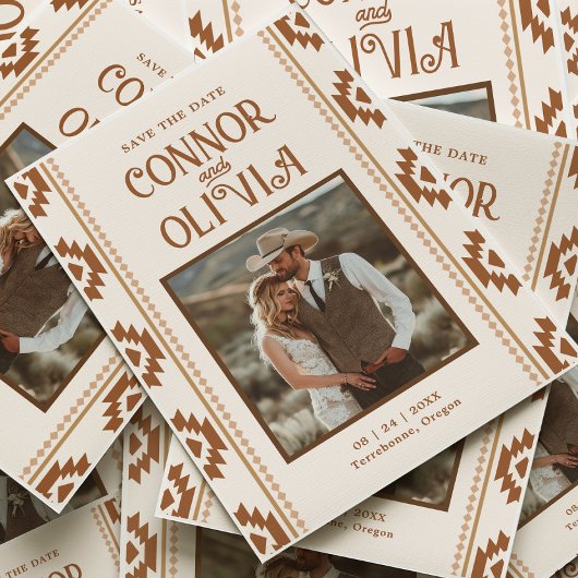 Modern Western Photo Save the Date Card 招待状