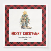 Modern Western Red Black Check Paper Napkins (正面)