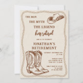 Modern Western Rustic Cowboy Boots Retirement 招待状 (正面)
