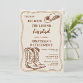 Modern Western Rustic Cowboy Boots Retirement 招待状 (スタンド正面)