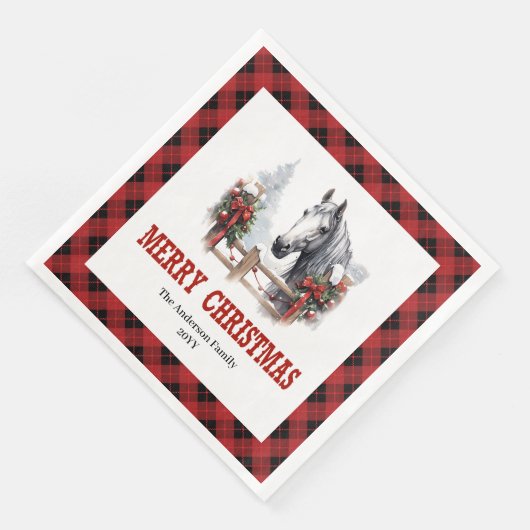 Modern Western Tartan Christmas Paper Napkins (コーナー)