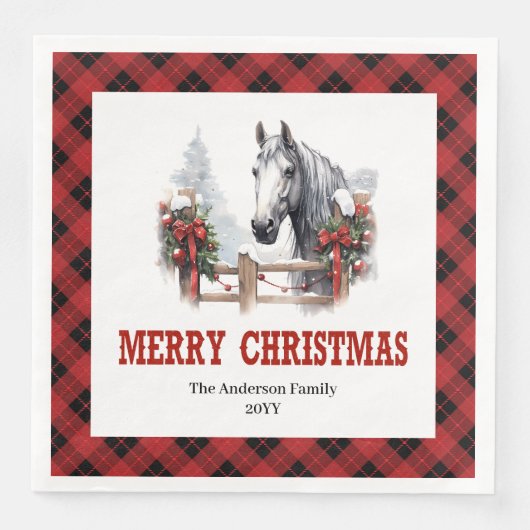 Modern Western Tartan Christmas Paper Napkins (正面)