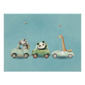 Modern Whimsical Animals in Vehicles Poster ポスター (正面)