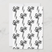 Modern Whimsical Black Bow Script Save the Date 招待状 (裏面)