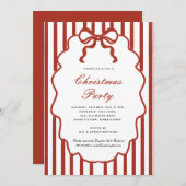 Modern Whimsical  Bow Illustrated Christmas Party  招待状 (正面/裏面)
