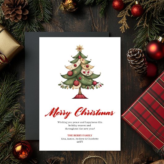 Modern Whimsical Christmas Tree Greeting Layout シーズンカード
