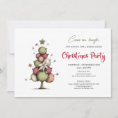 Modern Whimsical Christmas Tree Party Invitation 招待状 (正面)