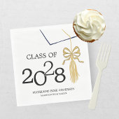 Modern Whimsical Gold Black Graduation Cap スタンダードランチョンナプキン