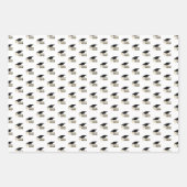 Modern Whimsical Gold Black Graduation Cap ラッピングペーパーシート (正面2)