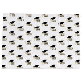 Modern Whimsical Gold Black Graduation Cap ラージペーパーバッグ (裏面)
