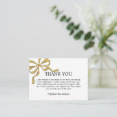 Modern Whimsical Gold Coquette Bow Graduation エンクロージャーカード (スタンド正面)