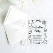 Modern Whimsical Hand Drawn Bow Graduation Party アクリル招待状