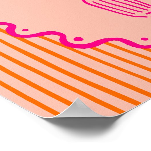 Modern Whimsical Hand Drawn Vase of Flowers ポスター (角)