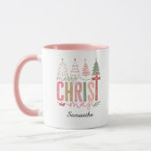 Modern Whimsical Pastel Merry Christ Mas Name   マグカップ (左)
