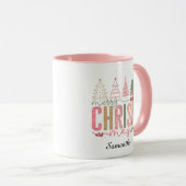 Modern Whimsical Pastel Merry Christ Mas Name   マグカップ (正面右)