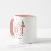 Modern Whimsical Pastel Merry Christ Mas Name   マグカップ (正面左)