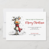 Modern whimsical reindeer Christmas greeting card シーズンカード (正面)