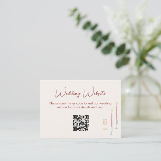 modern whimsical Wedding Website QR Code Enclosure エンクロージャーカード (スタンド正面)