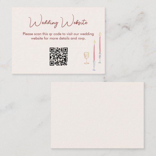 modern whimsical Wedding Website QR Code Enclosure エンクロージャーカード (正面/裏面)