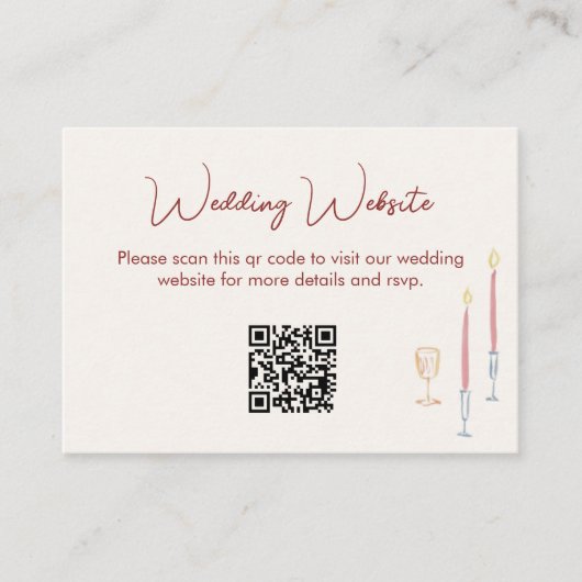 modern whimsical Wedding Website QR Code Enclosure エンクロージャーカード (正面)