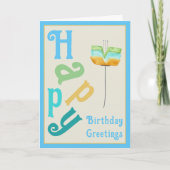 Modern Whimsy Flower Happy Birthday Card カード (正面)