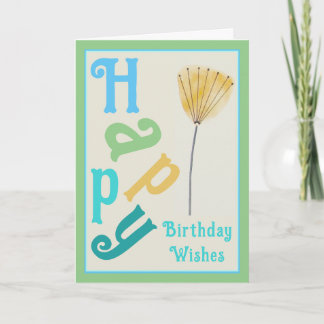 Modern Whimsy Flower Happy Birthday Card カード