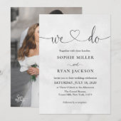 Modern white and black Photo Wedding 招待状 (正面/裏面)