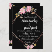 Modern White and Black Simple Wedding  招待状 (正面/裏面)