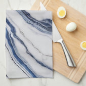 Modern White and Blue Minimalist Marble キッチンタオル (四つ折り)