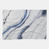 Modern White and Blue Minimalist Marble キッチンタオル (横)