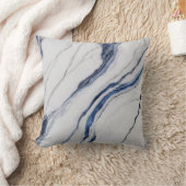 Modern White and Blue Minimalist Marble クッション (ブランケット)