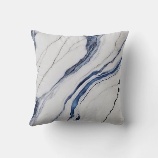 Modern White and Blue Minimalist Marble クッション (裏面)