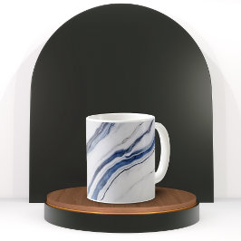 Modern White and Blue Minimalist Marble コーヒーマグカップ