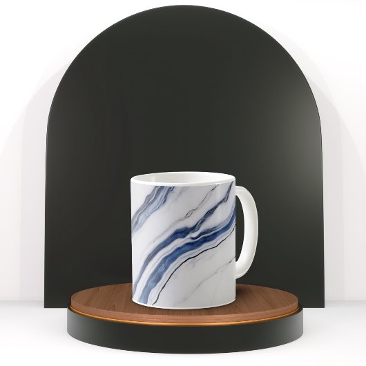 Modern White and Blue Minimalist Marble コーヒーマグカップ