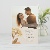 Modern White And Cream Elegant Boho Photo Wedding  招待状 (スタンド正面)