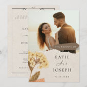 Modern White And Cream Elegant Boho Photo Wedding  招待状 (正面/裏面)