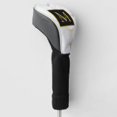 Modern White and Gold Marbled Monogram Name ゴルフヘッドカバー (アングル)