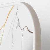 Modern White and Gold Marbled Monogram Name ピックルボールラケット (左詳細)