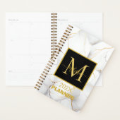 Modern White and Gold Marbled Monogram Name プランナー手帳 (ディスプレー)