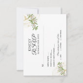 Modern White and Green Floral Watercolor Wedding 出欠カード (正面)