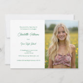 Modern White and Green Photo Graduation  招待状 (裏面)